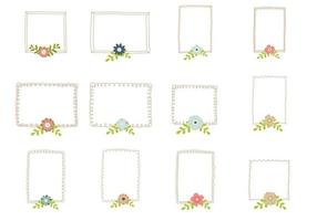 schattige handgetekende set frame met bloemen vector