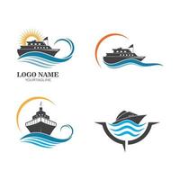 cruiseschip en nautische logo vector pictogram illustratie