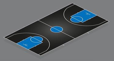 basketbalveld. zwarte achtergrond met blauwe details. veelkleurig vector