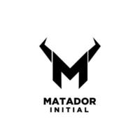 matador stier hoorn eerste letter m zwart logo pictogram ontwerp vector
