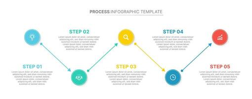 pijl infographic sjabloon voor werkwijze workflow met 5 stappen vector