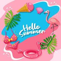 hallo zomer-bannersjabloon in flamingo-thema vector