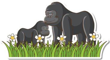 gorilla moeder en baby sticker vector