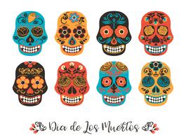 Dia de los muertos. Dag van de Doden. Vectorillustratie van schedels vector