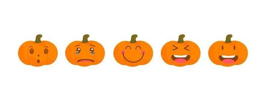 vector emoji pompoen halloween collectie met verschillende reacties.