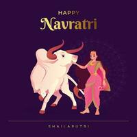 navratri concept illustratie, godin shailaputri, gelukkig navratri vector