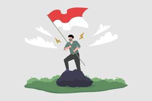 het vieren van de onafhankelijkheidsdag van Indonesië vectorillustratie. vector