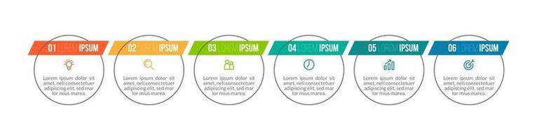 infographic sjabloon met 6 processen vector