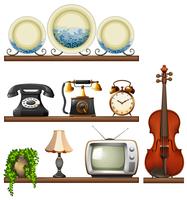 Vintage collectie met entertainment-apparaten vector