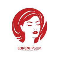 minimaal en abstract logo van dame vector meisje icoon vrouw silhouet vrouw geïsoleerd sjabloon ontwerp rood vrouw