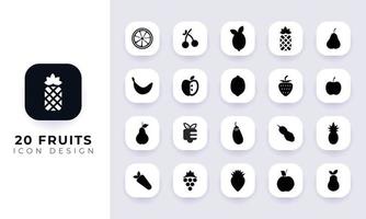 minimaal plat fruit icon pack. vector