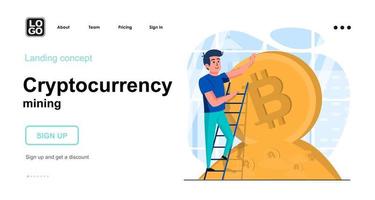 cryptocurrency-mijnbouw webconcept bestemmingspagina-sjabloon vector