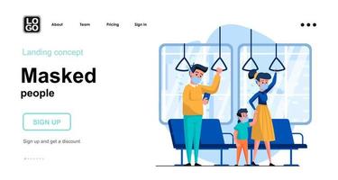 gemaskerde mensen webconcept bestemmingspagina sjabloon vector