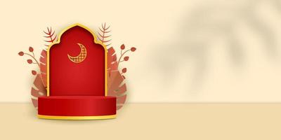 3d islamitische display podium decoratie achtergrond vector