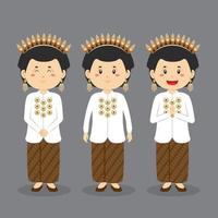 Indonesisch karakter met verschillende uitdrukkingen vector