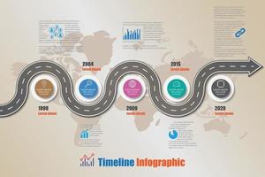 5 stappen business roadmap tijdlijn infographic, vectorillustratie vector