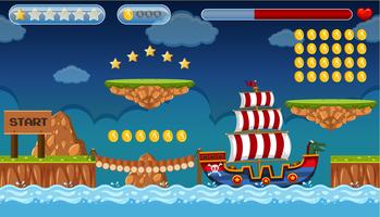 Een piraat spel sjabloon eiland scène vector