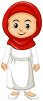 Moslimmeisje in rode en witte kleren vector