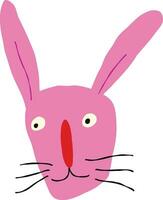 lief grappig roze konijn gezicht. modern grappig tekenfilm illustratie van konijn in tekening stijl vector