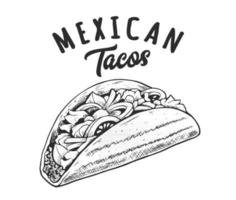 taco's retro embleem zwart en wit vector