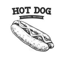 hotdog retro embleem vector