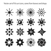vector set van 16 zon iconen