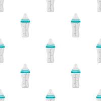 kit babymelk in doorzichtige fles met rubberen fopspeen vector