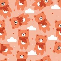 naadloos patroon tekenfilm beer vervelend sjaal. schattig dier behang illustratie voor geschenk inpakken papier, winter behang vector