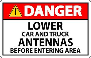 Gevaar teken lager auto en vrachtauto antennes voordat binnengaan Oppervlakte vector