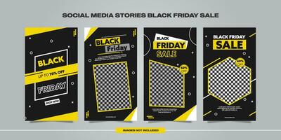 zwart vrijdag sociaal media verhaal geometrie zwart en geel vector sjabloon