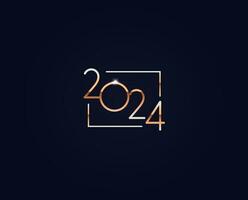 elegant goud 2024 getallen logo ontwerp voor upscale feesten, premie donker verfijning met lichtgevend details. ideaal voor uitnodigingen, kaarten, en meer. vector illustratie.