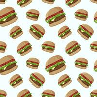 vector naadloos patroon met wie smakelijk hamburgers. Hamburger achtergrond. naadloos patroon met cheeseburger.
