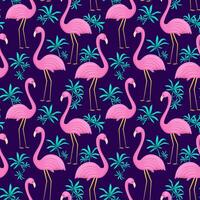 zomer naadloos patroon van flamingo en tropisch bladeren. vector achtergrond