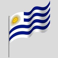 zwaaide Uruguay vlag. Uruguay vlag Aan vlaggenmast. vector embleem van Uruguay