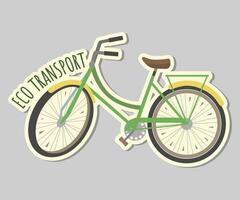 ecologie sticker met fiets en tekst eco vervoer. vector