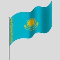 zwaaide Kazachstan vlag. Kazachstan vlag Aan vlaggenmast. vector embleem van Kazachstan