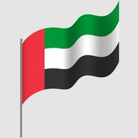 zwaaide Verenigde Arabisch emiraten vlag. uae vlag Aan vlaggenmast. vector embleem van uae