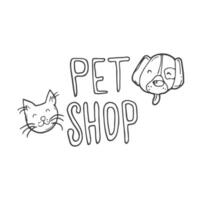 hand- belettering van de woord huisdier winkel geïsoleerd Aan wit achtergrond. gemakkelijk vector illstratie in tekening tekenfilm stijl