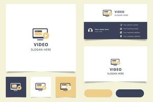 video logo ontwerp met bewerkbare slogan. branding boek en bedrijf kaart sjabloon. vector