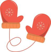 clip art rood wanten met sneeuwvlokken vector