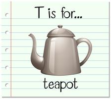 Flashcardletter T is voor theepot vector