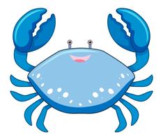 Een cartoon blauwe krab op witte achtergrond vector