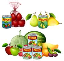 Een set van verse en ingeblikte fruit vector