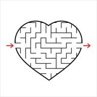 abstract hartvormig labyrint. spel voor kinderen. puzzel voor kinderen. een ingangen, een uitgang. doolhof raadsel. eenvoudige platte vectorillustratie geïsoleerd op een witte achtergrond. vector