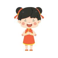 kind meisje vervelend traditioneel Chinese kostuum vector
