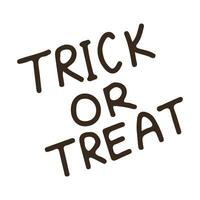 truc of traktatie. hand- getrokken halloween belettering. deze illustratie kan worden gebruikt net zo een groet kaart, poster of afdrukken. vector illustratie