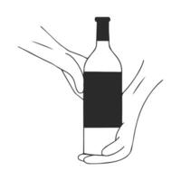 vrouw hand- Holding een glas met rood wijn. wijnoogst gravure gestileerde tekening. vector illustratie. vector illustratie