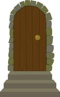 oud houten deur in steen boog vector illustratie