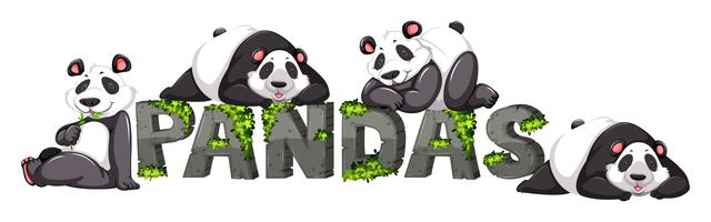 Vier panda&#39;s door het dierentuinteken vector