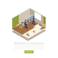 raam installatie isometrische samenstelling vectorillustratie vector